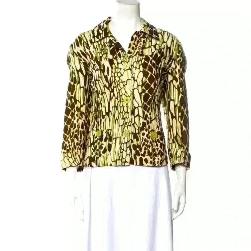 VINTAGE Bob Mackie Linen Studio Jacket in fabulous Print Size 12